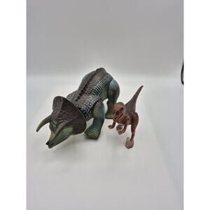 Vintage Dino Riders Deinonychus and Non-Walking Triceratops Figure Tyco 1987